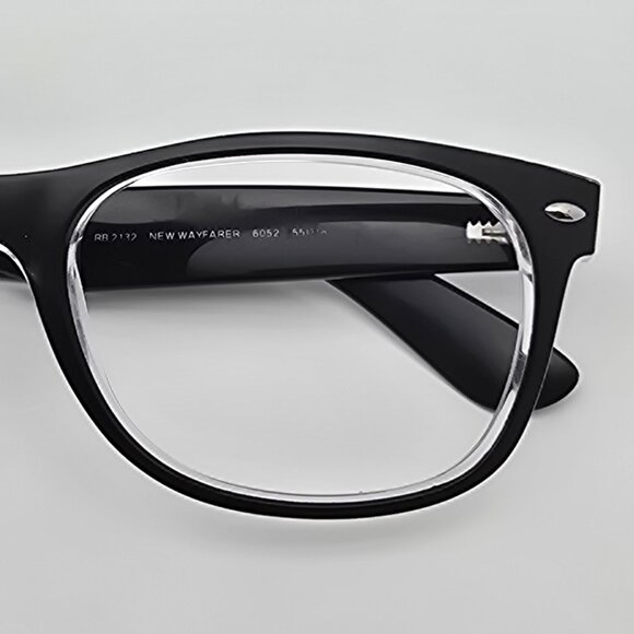 Ray-Ban RB2132 6052 Wayfarer Color Mix Matte Black on Transparent Sunglass Frame - Picture 11 of 12